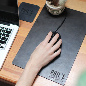 Personalised Home Office Mouse Pad And Coaster Set UK Made, 4 of 12