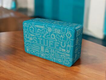 'Stuff' Man Tin Storage Box For Boys/Men In Light Blue, 2 of 9