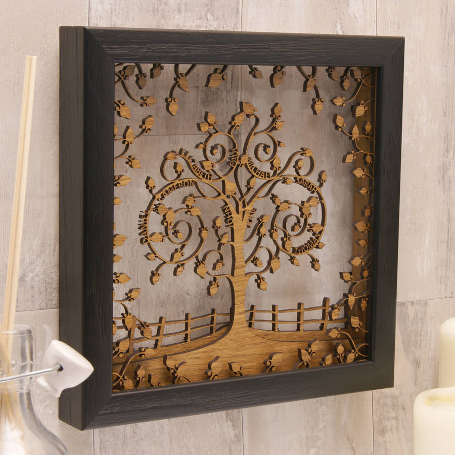 Personalised Wooden 3D Layered Family Tree Wall Art, 1 of 5