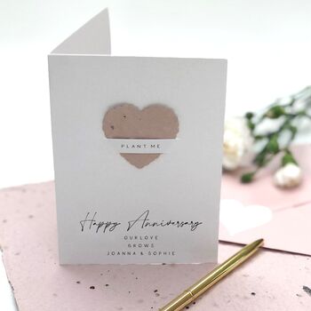 Plantable Seed Paper Heart Wedding Anniversary Card, 2 of 10