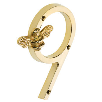 House Numbers With Bee In Brass Finish, 10 of 11