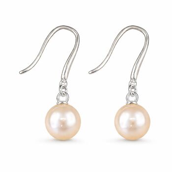 Sterling Silver White Freshwater Pearl Drop Earrings – 8mm, 4 of 5