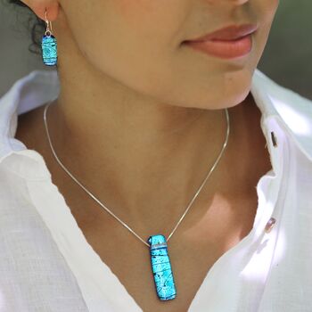 Ice Blue Glass Sterling Silver Necklace, 2 of 12