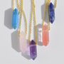 Gold Plated Crystal Double Point Dainty Necklace Rose Quartz, Amethyst, Malachite, Turquoise, thumbnail 1 of 12