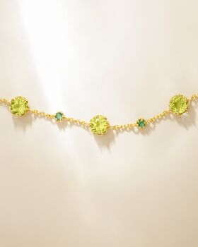 Emerald And Peridot Bracelet In Sterling Silver And Gold Vermeil, 4 of 12