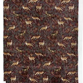 Fox And Deer Mulberry Soft Fleece Throw With Sherpa Backing, 4 of 4