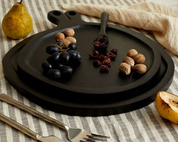 Alma Wood Round Serving Board Set Black, 4 of 4