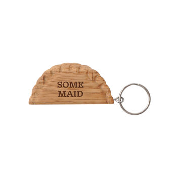Cornish Gifts 'Some Maid' Oak Cornish Pasty Keyring, 2 of 2