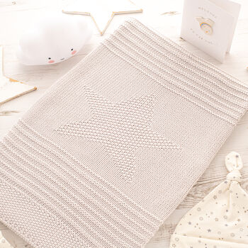 Unisex Grey Big Star Baby Blanket, 2 of 5