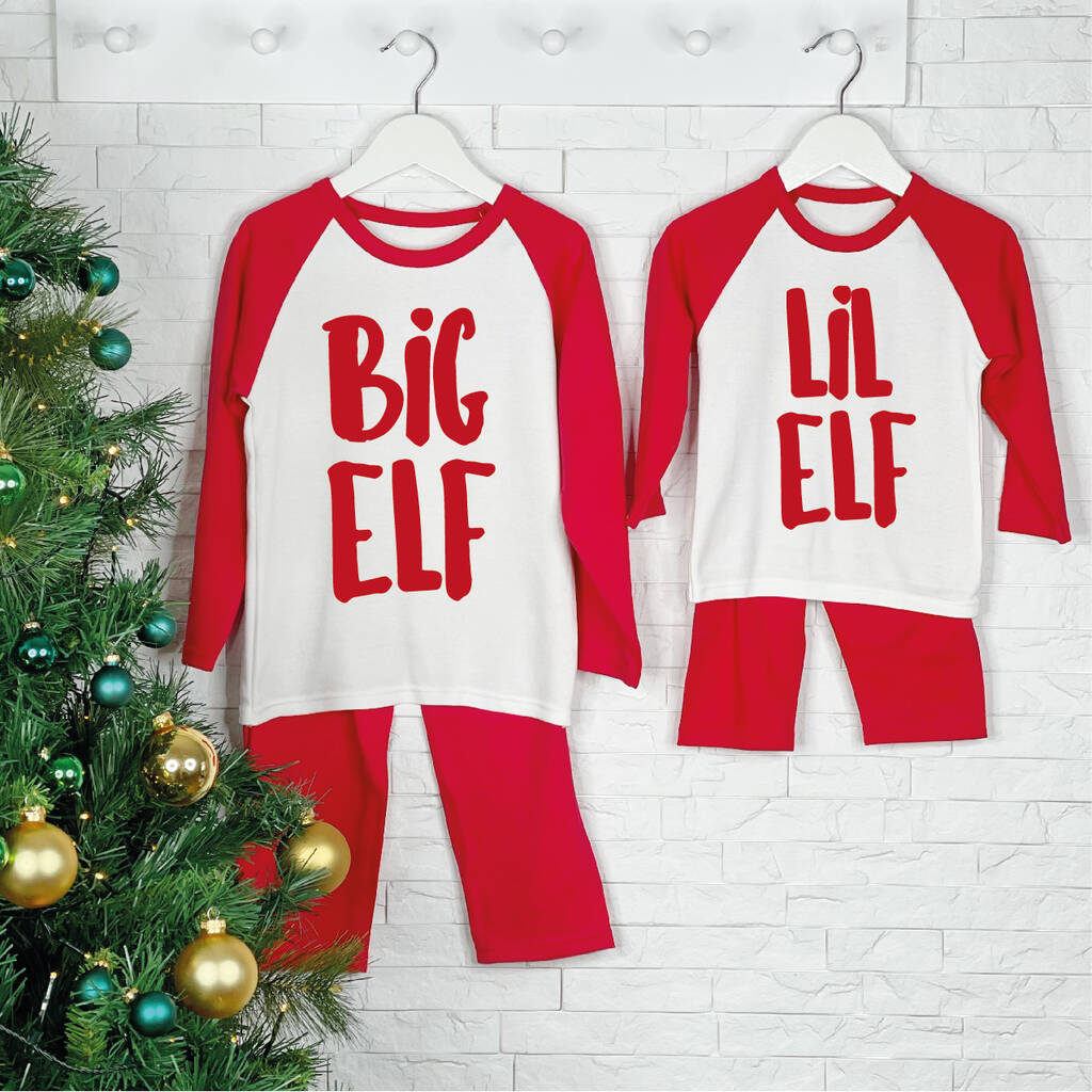 Big Elf Lil Elf Festive Sibling Matching Pyjamas
