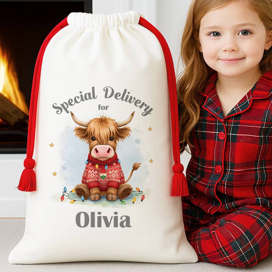 Highland Cow Christmas Sack, 1 of 2