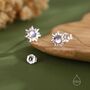 Tiny Sun Moonstone Stud Earrings In Sterling Silver, thumbnail 5 of 12