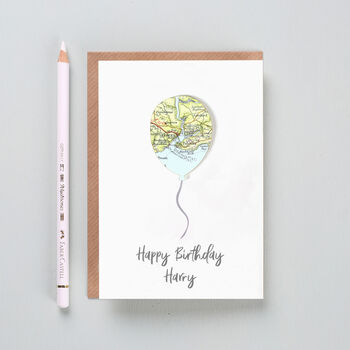 Personalised Map Location Balloon Birthday Card, 5 of 6