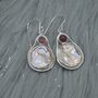 Mother Of Pearl Pink Tourmaline Silver Earrings, thumbnail 2 of 9