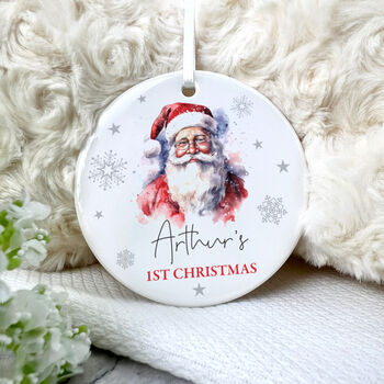 Traditional Santa Any Message Ceramic Disc Hanging Decoration Bauble + Gift Box, 3 of 7