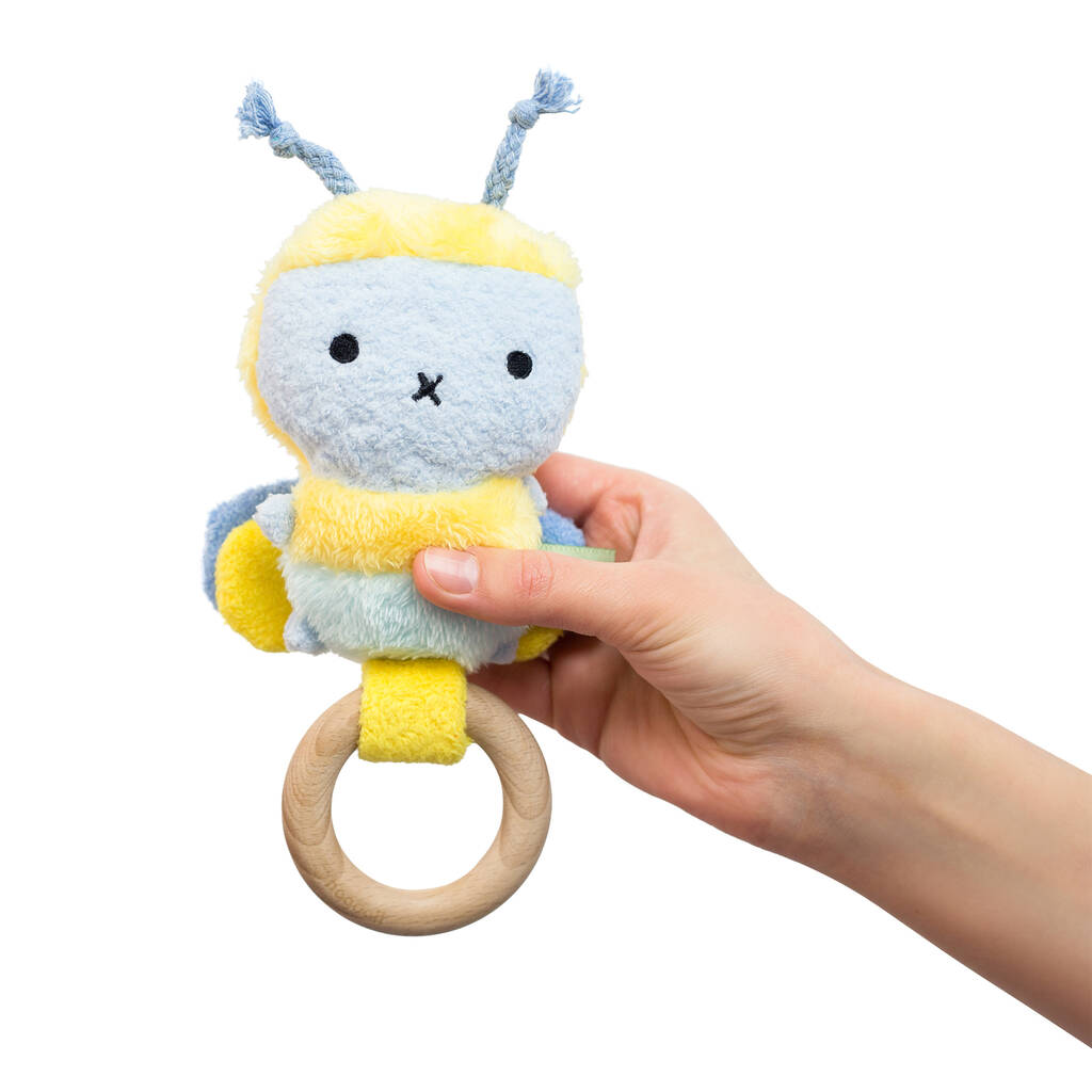 Image of Bee Rattle Teether With Crinkle Wings