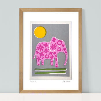 Pink Flower Elephant Fabric Screen Print, 2 of 4