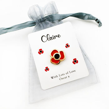 Red Personalised Poppy Pin Badge, Brooch, 7 of 8