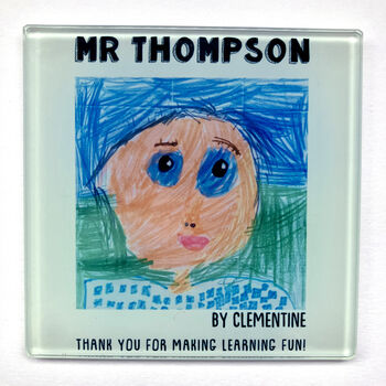 Personalised Child's Drawing Teacher Glass Coaster, 4 of 5
