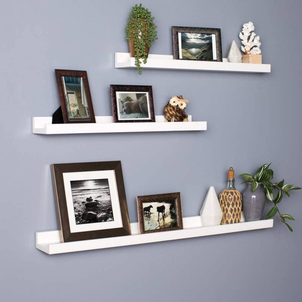 Set Of Two Floating White Ledge Mdf Shelves By Momentum