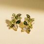 Large Green Gemstone Cluster Earrings In Sterling Silver, thumbnail 12 of 12