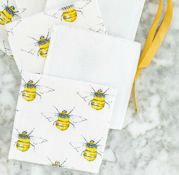 Reusable White Bee Face Wipes, 4 of 4