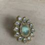 Indian Mint Green Gold Plated Teardrop Kundan Ring, thumbnail 3 of 3
