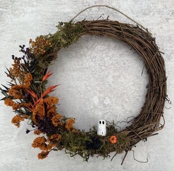 Small Halloween Wreath With Dried Flowers, 3 of 4