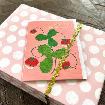 Mini Gold Foiled Strawberry Thank You Card, 3 of 3
