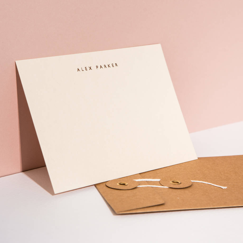 Personalised Foil Notecards, Landscape, Soft Blush, 1 of 4