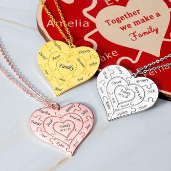 Puzzle Love Heart Names Necklace, 3 of 4