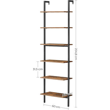 Six Tier Ladder Shelf Bookshelf Wall Shelf Industrial, 2 of 8