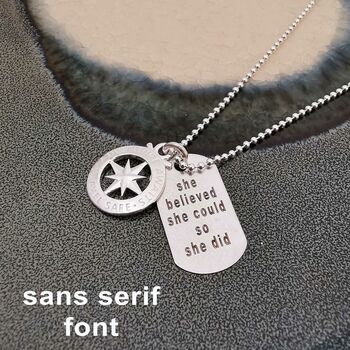 Compass Coordinates Dog Tag Silver Necklace, 8 of 12