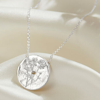 Birth Flower Spinner Necklace In Sterling Silver, 7 of 12