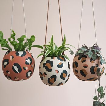 Leopard Print Round Hanging Plant Pots, 2 of 10