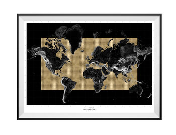 24ct Gold Leaf Topographical World Map, 3 of 3