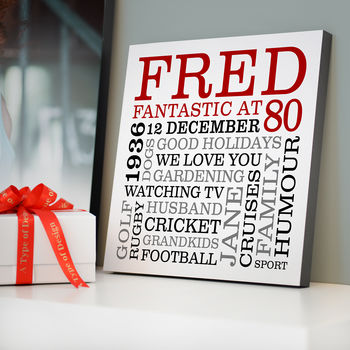 Personalised 80th Birthday Typographic Art, 2 of 9