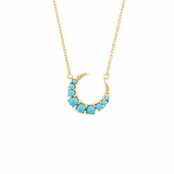Turquoise Crescent Moon Necklace In Gold Vermeil, 2 of 4