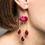 Ruby Drop Gold Plated Statement Earrings, thumbnail 1 of 4