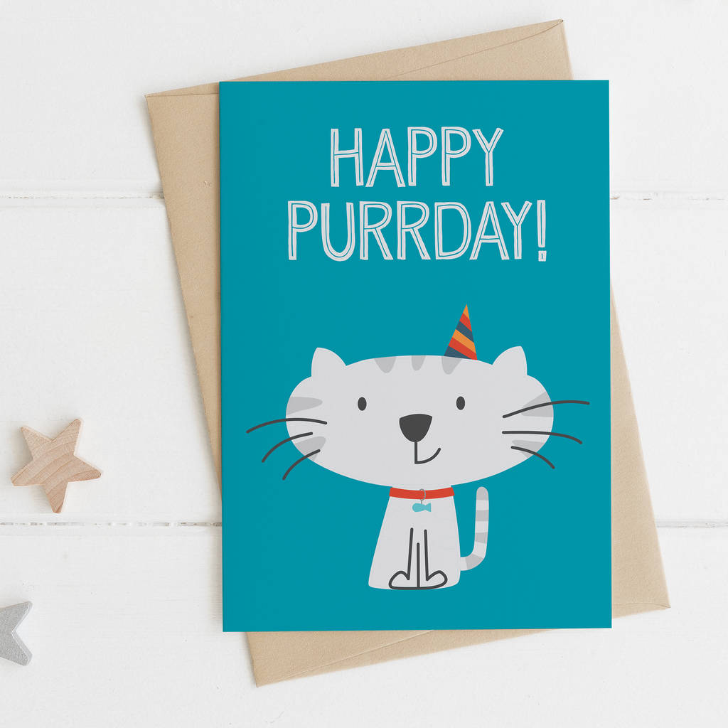 Funny Cat Birthday Card Happy Purrday By Wink Design