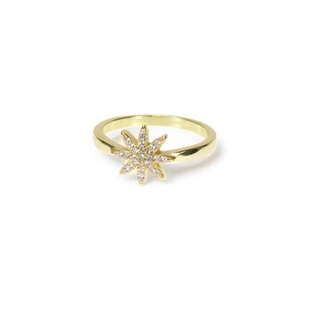 Small Star Sun Rings, Cz , Gold Vermeil On 925 Silver, 2 of 10