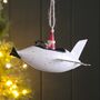 Santa In A White Plane Hanging Christmas Decoration, thumbnail 1 of 3