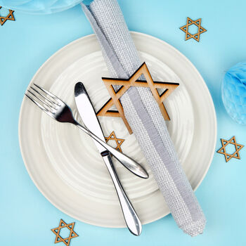Hanukkah Star Of David Wooden Napkin Rings, 4 of 4