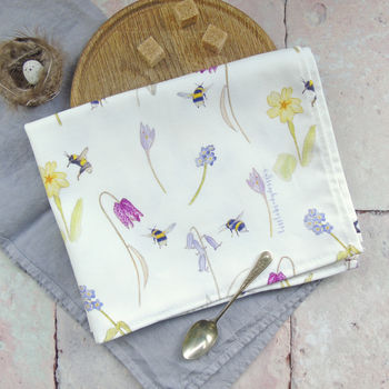Bee And Spring Flowers Tea Towel, 2 of 10