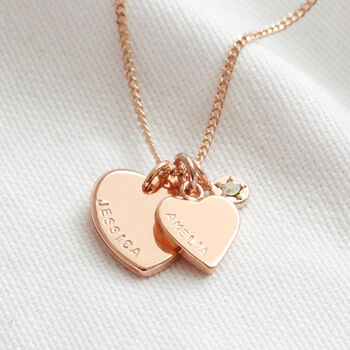 Personalised Double Heart And Birthstone Charm Necklace, 5 of 12