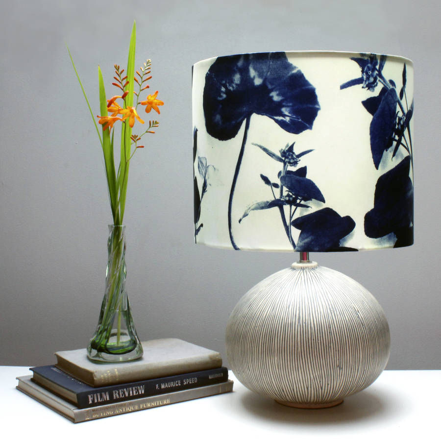 Cyanotype Botanical Stems Print Lampshade By Terrarium Designs