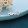 Sterling Silver Moth And Moon Stud Earrings, thumbnail 2 of 9