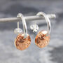 Hoop Earrings With Gold Plated Silver Disc, thumbnail 6 of 8