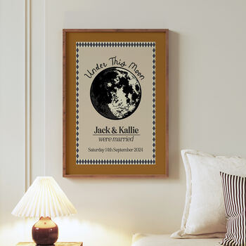 Personalised Moon Phase Wedding Date Print, 7 of 12