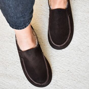 Sheepskin Slip On/ Mule Slippers Chocolate, 3 of 5